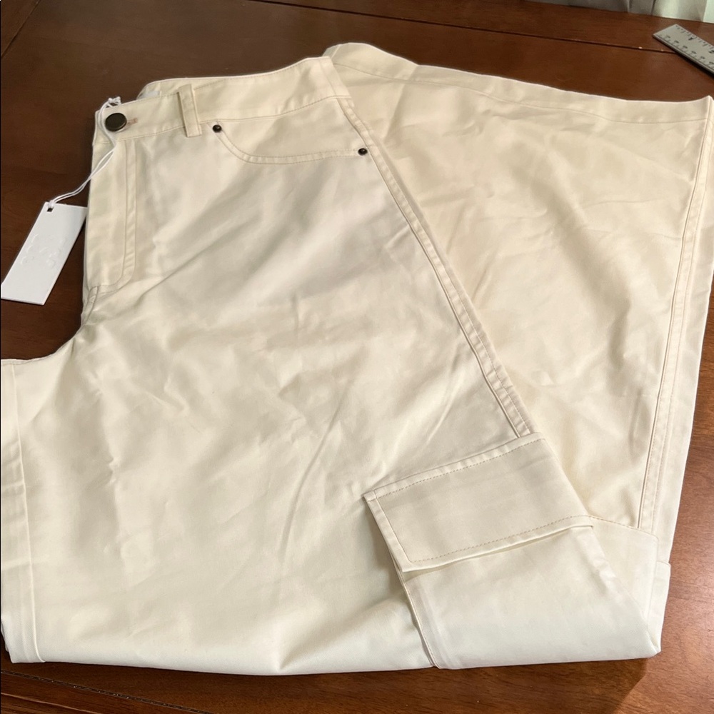 CSB CREAM Vanilla WOMENS WIDE LEG CARGO Pants XS